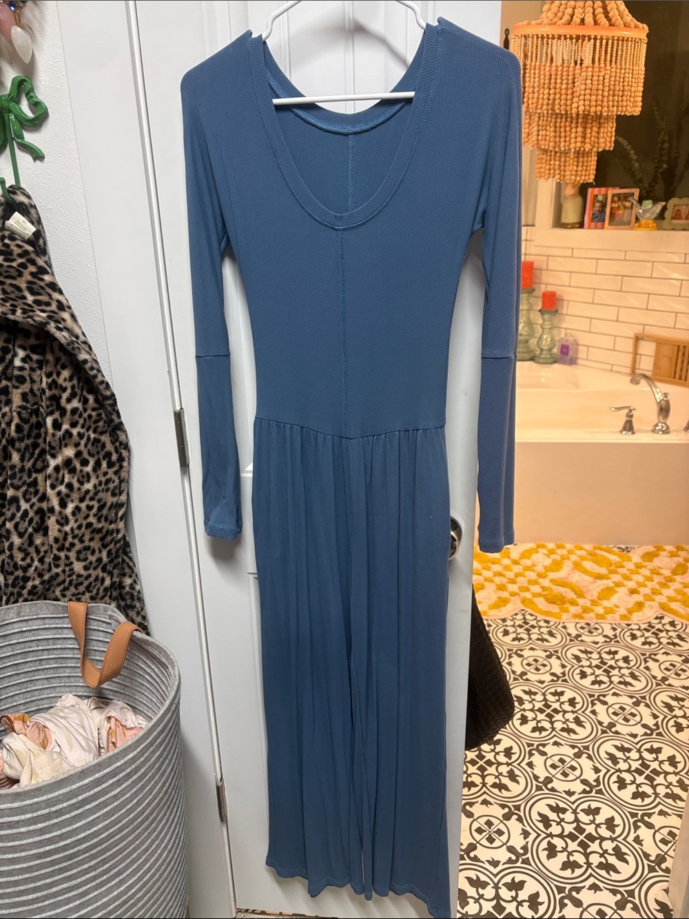 Women's Long Sleeve Max romper in Slate Blue